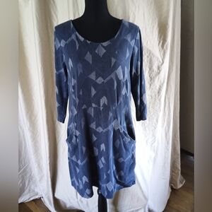 Mata Traders organic cotton/spandex blend mini dress 1/2 sleeve with pockets